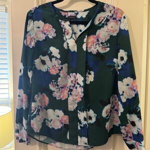 Talbots Dark Green Floral Blouse
